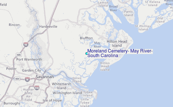 Moreland Cemetery, May River, South Carolina Tide Station Location Map