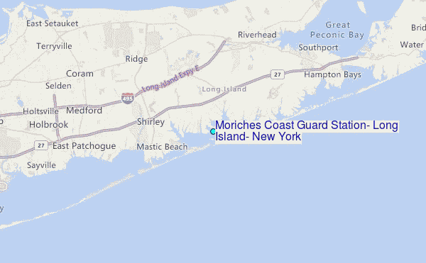 Moriches Coast Guard Station, Long Island, New York Tide Station Location Map