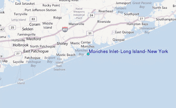 Moriches Inlet, Long Island, New York Tide Station Location Map