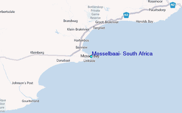 Mosselbaai, South Africa Tide Station Location Map