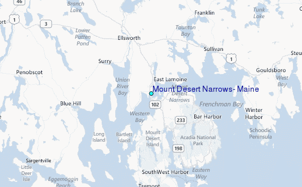 Mount Desert Narrows, Maine Tide Station Location Map