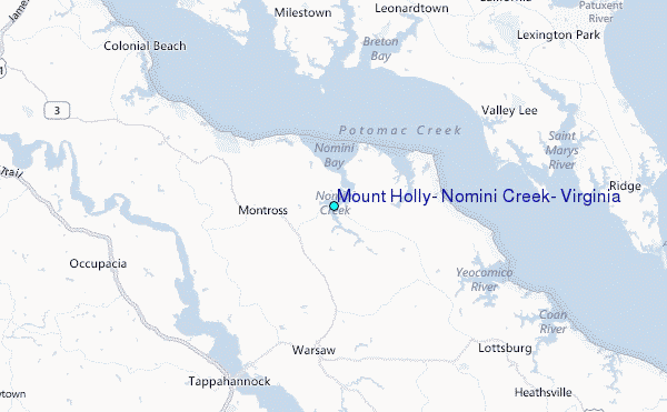 Mount Holly, Nomini Creek, Virginia Tide Station Location Map