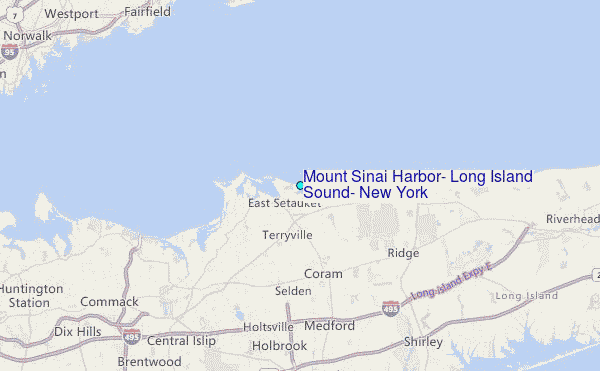 Mount Sinai Harbor, Long Island Sound, New York Tide Station Location Map