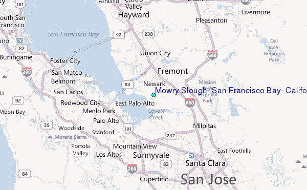 Mowry Slough, San Francisco Bay, California Tide Station Location Map