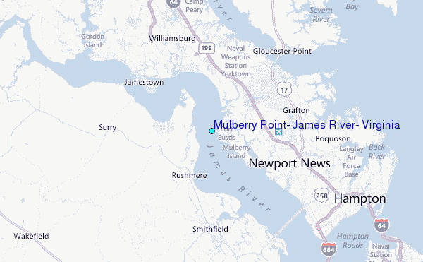 Mulberry Point, James River, Virginia Tide Station Location Map