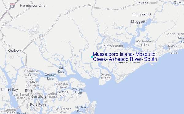 Musselboro Island, Mosquito Creek, Ashepoo River, South Carolina Tide Station Location Map
