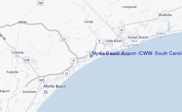 Myrtle Beach Airport, ICWW, South Carolina Tide Station Location Map