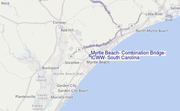 Myrtle Beach, Combination Bridge, ICWW, South Carolina Tide Station Location Map