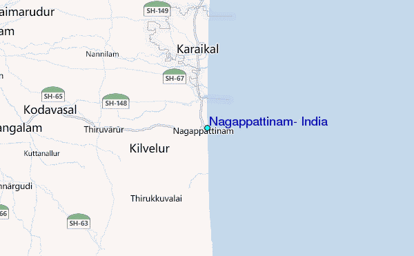 Nagappattinam, India Tide Station Location Map