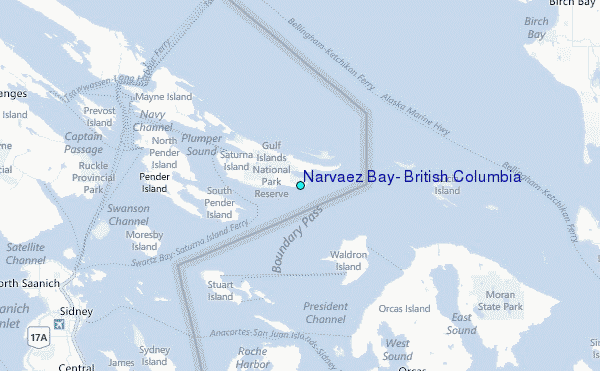 Narvaez Bay, British Columbia Tide Station Location Map