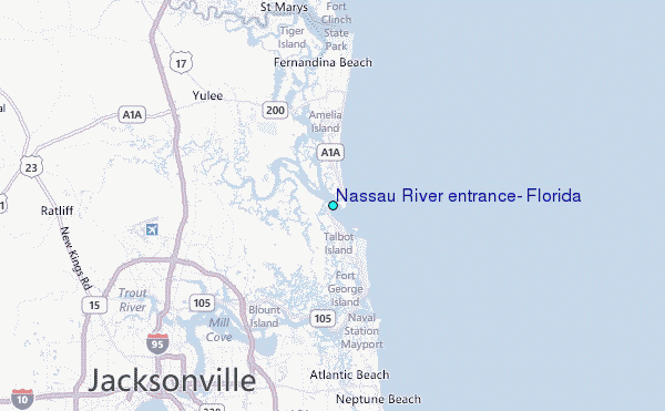 Nassau River entrance, Florida Tide Station Location Map
