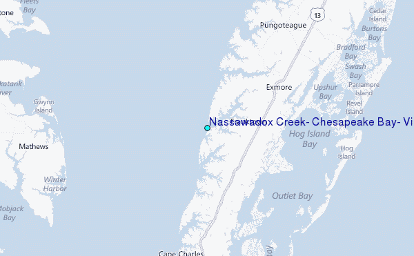 Nassawadox Creek, Chesapeake Bay, Virginia Tide Station Location Map