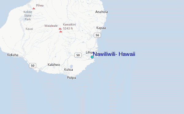 Nawiliwili, Hawaii Tide Station Location Map