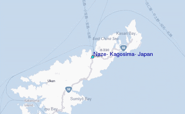 Naze, Kagosima, Japan Tide Station Location Map