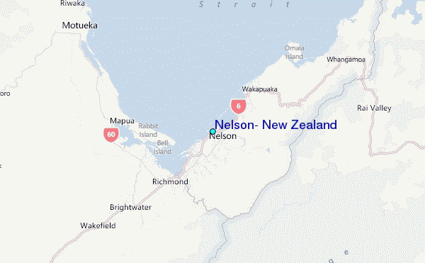 Nelson, New Zealand Tide Station Location Map