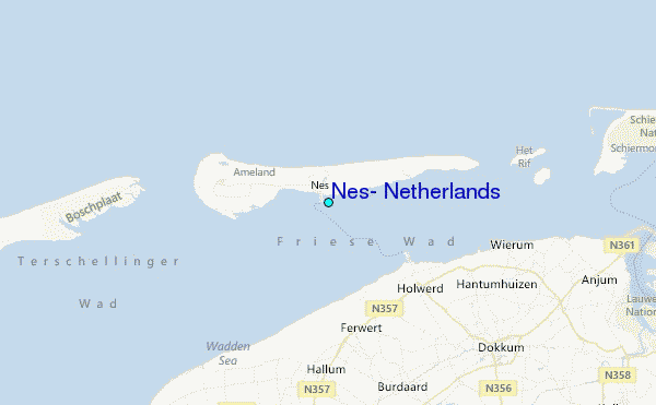 Nes, Netherlands Tide Station Location Map