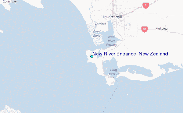 New River Entrance, New Zealand Tide Station Location Map