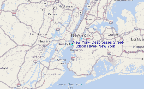 New York, Desbrosses Street, Hudson River, New York Tide Station Location Map