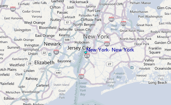 New York, New York Tide Station Location Map