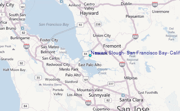 Newark Slough, San Francisco Bay, California Tide Station Location Map