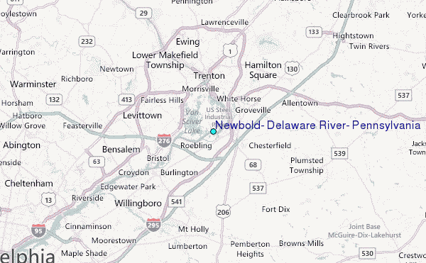 Newbold, Delaware River, Pennsylvania Tide Station Location Map