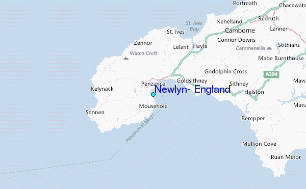 Newlyn, England Tide Station Location Map