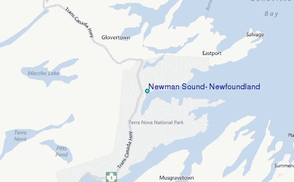 Newman Sound, Newfoundland Tide Station Location Map