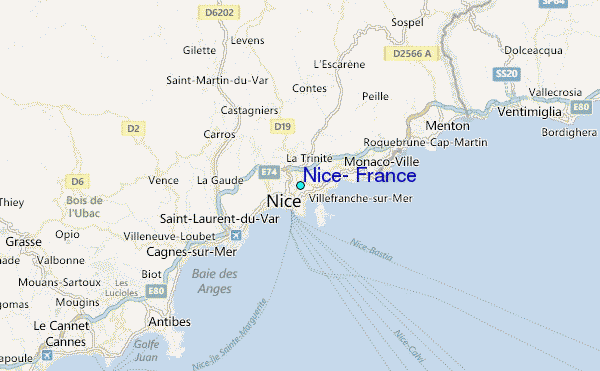 Nice, France Tide Station Location Map