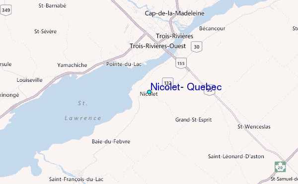 Nicolet, Quebec Tide Station Location Map