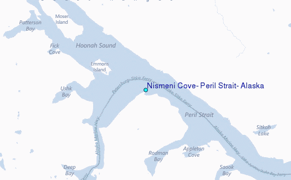 Nismeni Cove, Peril Strait, Alaska Tide Station Location Map