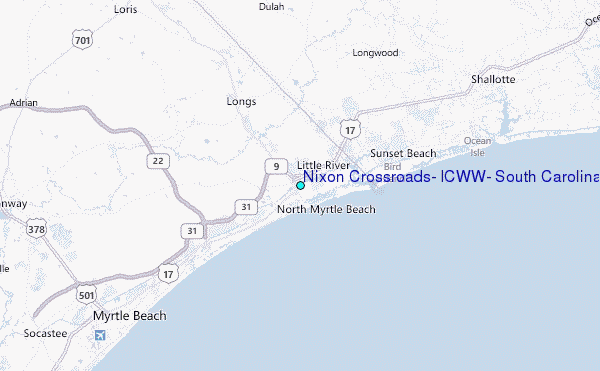 Nixon Crossroads, ICWW, South Carolina Tide Station Location Map
