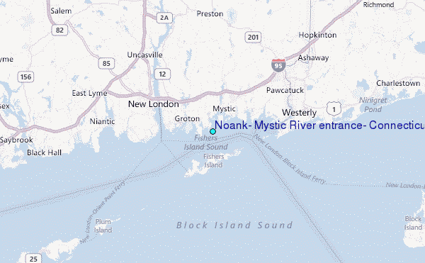 Noank, Mystic River entrance, Connecticut Tide Station Location Map