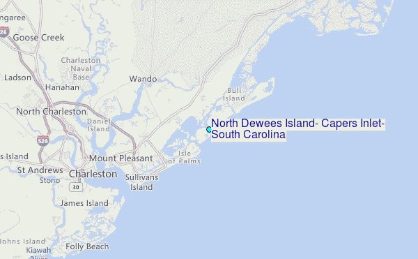 North Dewees Island, Capers Inlet, South Carolina Tide Station Location Map