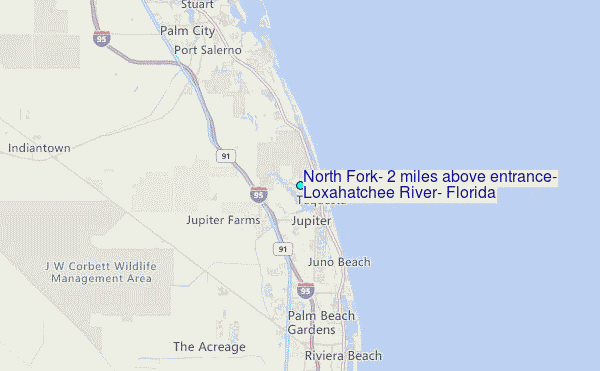 North Fork, 2 miles above entrance, Loxahatchee River, Florida Tide Station Location Map