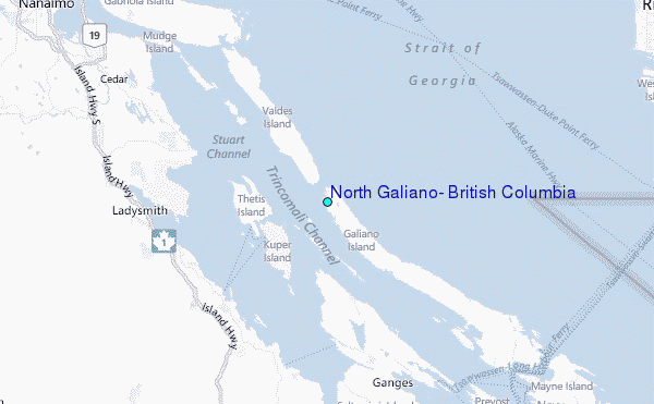 North Galiano, British Columbia Tide Station Location Map