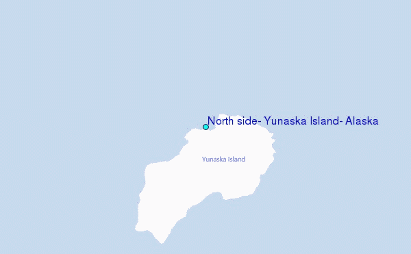 North side, Yunaska Island, Alaska Tide Station Location Map