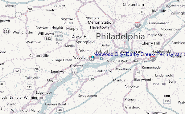 Norwood City, Darby Creek, Pennsylvania Tide Station Location Map