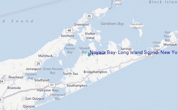 Noyack Bay, Long Island Sound, New York Tide Station Location Map