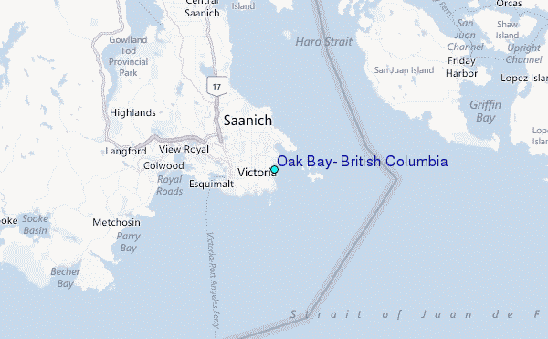 Oak Bay, British Columbia Tide Station Location Map
