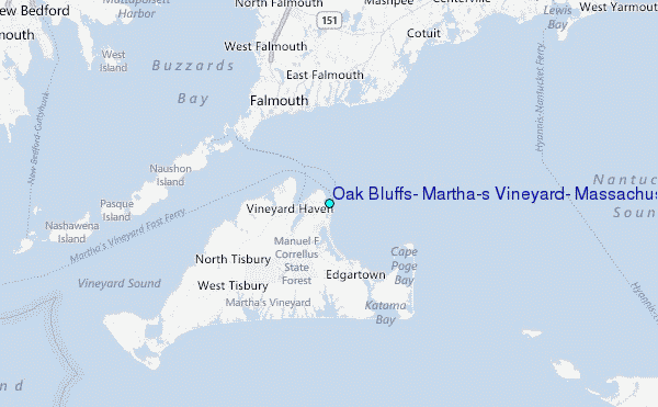 Oak Bluffs, Martha's Vineyard, Massachusetts Tide Station Location Map