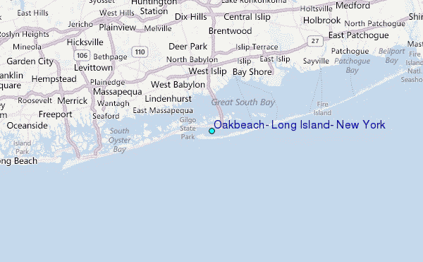 Oakbeach, Long Island, New York Tide Station Location Map