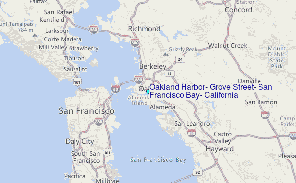Oakland Harbor, Grove Street, San Francisco Bay, California Tide Station Location Map