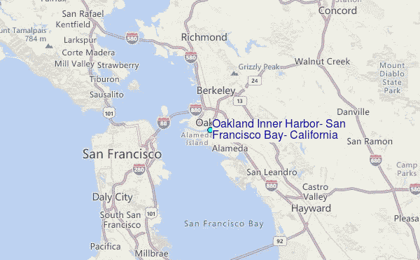 Oakland Inner Harbor, San Francisco Bay, California Tide Station Location Map