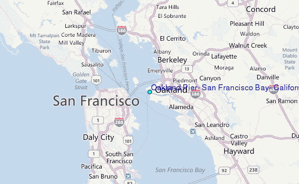 Oakland Pier, San Francisco Bay, California Tide Station Location Map
