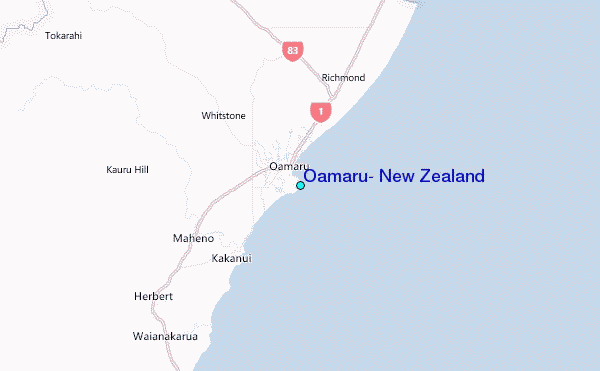 Oamaru, New Zealand Tide Station Location Map