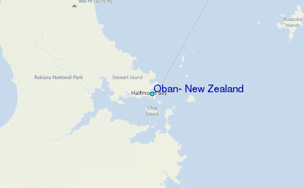 Oban, New Zealand Tide Station Location Map