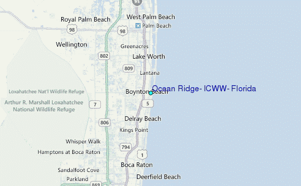 Ocean Ridge, ICWW, Florida Tide Station Location Map