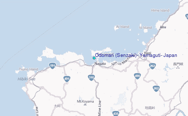 Odomari (Senzaki), Yamaguti, Japan Tide Station Location Map