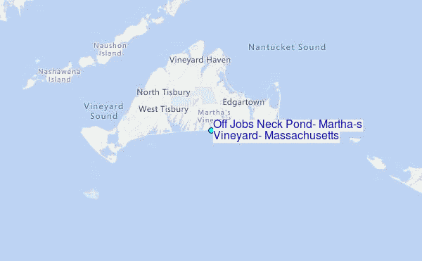 Off Jobs Neck Pond, Martha's Vineyard, Massachusetts Tide Station Location Map
