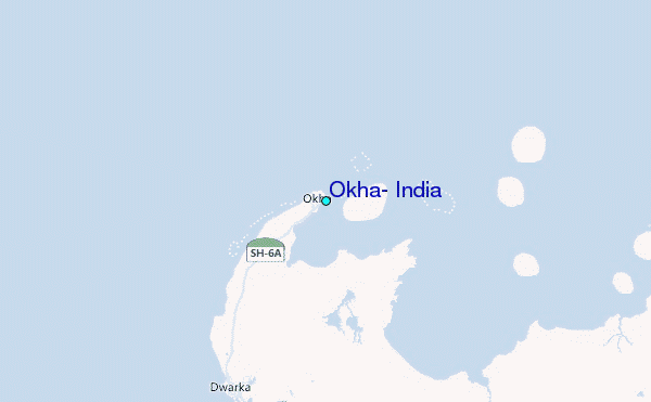 Okha, India Tide Station Location Map